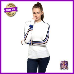 Mock Neck Pullover Sweater with Fair Isle Trim, Long Sleeve, Slim Fit